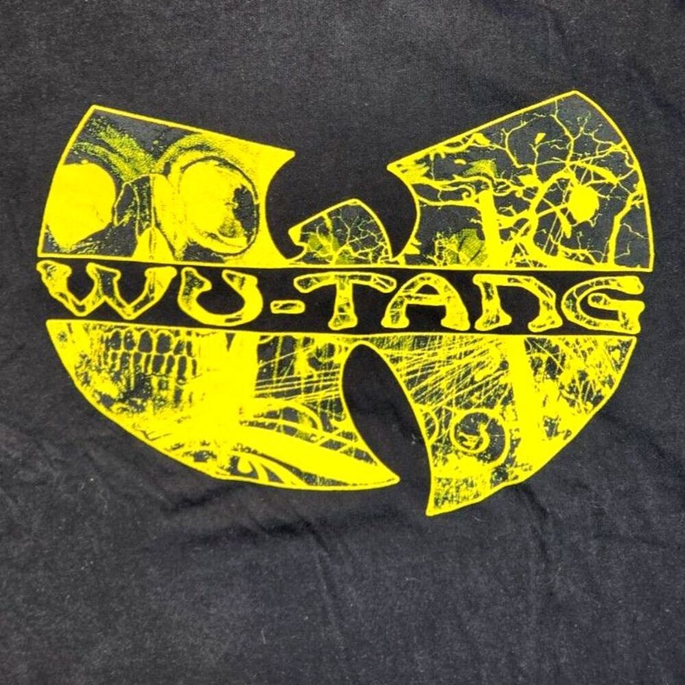 Wu-Tang Clan Graphic T-Shirt Black Yellow Logo Cotton Size L Star Tee Hip Hop